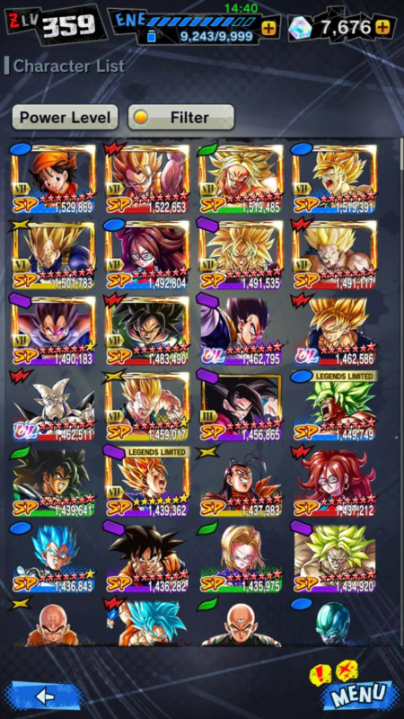 Dragon Ball Legends Character Listing